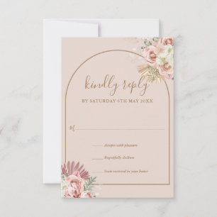 RSVP-Karte Pampas Grass Floral Arch Monogram RSVP Karte