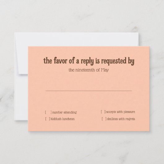 RSVP-Karte Pfirsichfarben grün blühende Wasserfarb Einladung (Vorderseite)