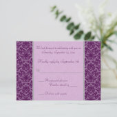 RSVP-Karte "Plum" und "Silver Damask" RSVP Karte (Stehend Vorderseite)