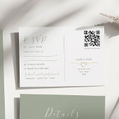 RSVP-Karte QR-Code für Minimalistische Sage Weddin RSVP Karte