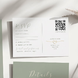 RSVP-Karte QR-Code für Minimalistische Sage Weddin RSVP Karte