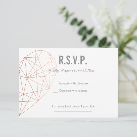 RSVP Karte | Reaktion | Geometrische Rose Hochzeit (Stehend Vorderseite)