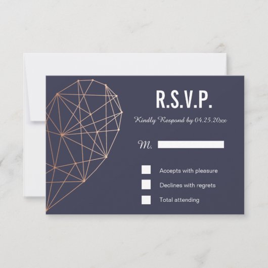 RSVP Karte | Reaktion | Geometrische Rose Hochzeit (Vorderseite)