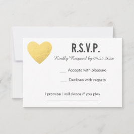 RSVP Karte | Reaktion | Hochzeit | Gold-Herz