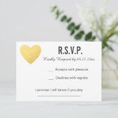 RSVP Karte | Reaktion | Hochzeit | Gold-Herz (Stehend Vorderseite)