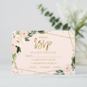 RSVP-Karte Rosa Blütenflora Quinceanera Einladung (Stehend Vorderseite)