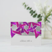 RSVP-Karte rosa Lila David-Stern auf einer beliebi Einladung (Stehend Vorderseite)