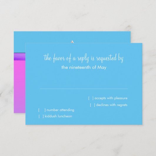 RSVP Karte Rosa Lila Türkis Ombre Star (Vorne/Hinten)