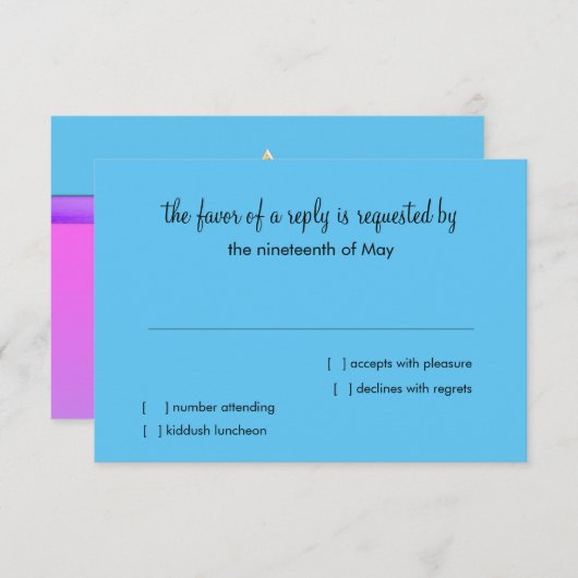 RSVP Karte Rosa Lila Türkis Ombre Star (Vorne/Hinten)