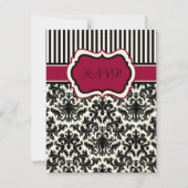 RSVP-Karte schwarz, Elfenbeinkarton, rot gestreift Einladung (Vorderseite)