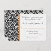 RSVP-Karte, schwarz, weiß, orange, schwarz Einladung (Vorne/Hinten)