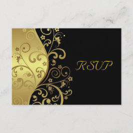 RSVP-Karte - Schwarze und goldene Wirbel RSVP Karte