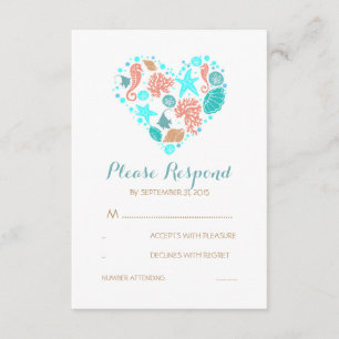 RSVP-Karte "Seaside Heart Nautical White Wedding" RSVP Karte