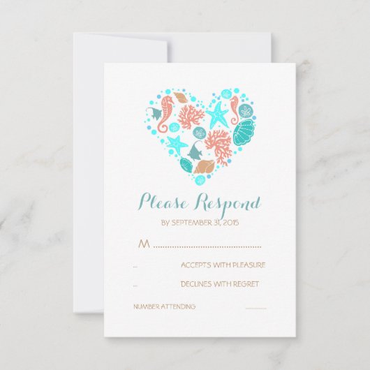 RSVP-Karte "Seaside Heart Nautical White Wedding" RSVP Karte (Vorderseite)