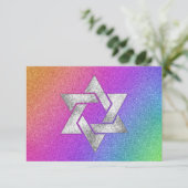 RSVP-Karte Sehr farbiger Regenbogen mit Silver Sta RSVP Karte (Stehend Vorderseite)