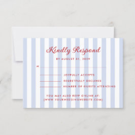 RSVP-Karte "Striped Blue" und "Red Wedding" Einladung