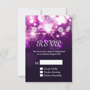 RSVP-Karte - Trendige violette Glitzerfunken RSVP Karte