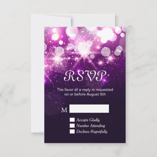 RSVP-Karte - Trendy Lila Glitzer-Glitzern RSVP Karte (Vorderseite)