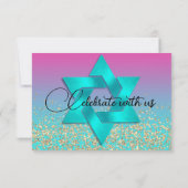 RSVP-Karte Türkisch bis rosa Ombre mit Stern RSVP Karte (Rückseite)