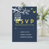 RSVP-Karte Vintager Vogelkäfig RSVP Karte (Stehend Vorderseite)