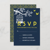 RSVP-Karte Vintager Vogelkäfig RSVP Karte (Vorne/Hinten)