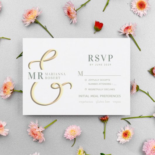 RSVP-Karte von Ampersand Sage Green Wedding RSVP Karte