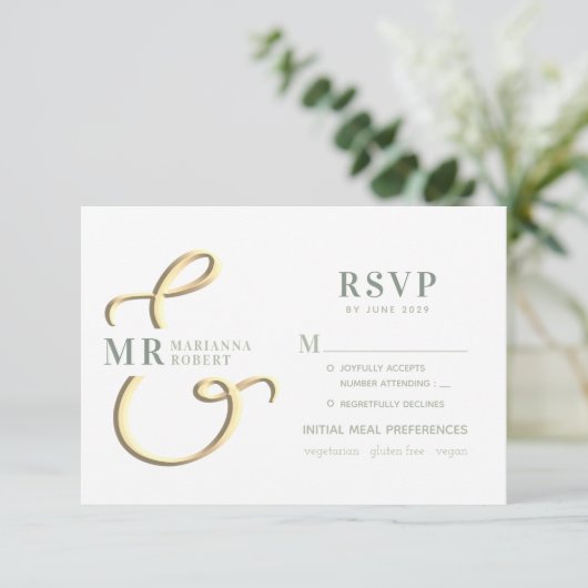 RSVP-Karte von Ampersand Sage Green Wedding RSVP Karte (Stehend Vorderseite)