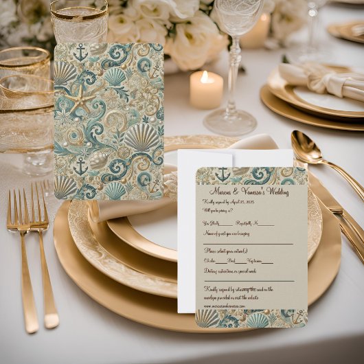 RSVP-Karte von der Perlküsteneleganz RSVP Karte