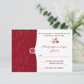 RSVP-Karte von Ruby Red und White Floral Einladung (Stehend Vorderseite)
