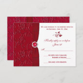 RSVP-Karte von Ruby Red und White Floral Einladung (Vorne/Hinten)