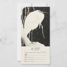 RSVP-Karte "Weißer Heron im Schnee Winterhochzeit"