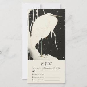 RSVP-Karte "Weißer Heron im Schnee Winterhochzeit"