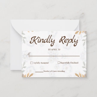 RSVP-Karte Weißes Flor Elegante Einfache UAWG Mitteilungskarte