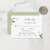 RSVP-Karte "White Daisy Floral" Mitteilungskarte (Vorderseite/Rückseite Beispiel)