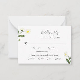 RSVP-Karte "White Daisy Floral" Mitteilungskarte