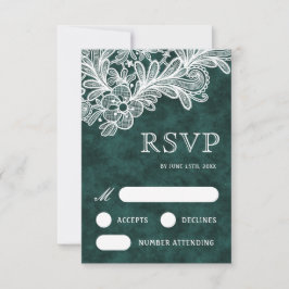 RSVP-Karte "White Lace Emerald Green Velvet Weddin RSVP Karte