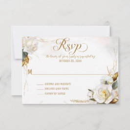 RSVP-Karte "White Rose Gold Romantic Floral Weddin RSVP Karte