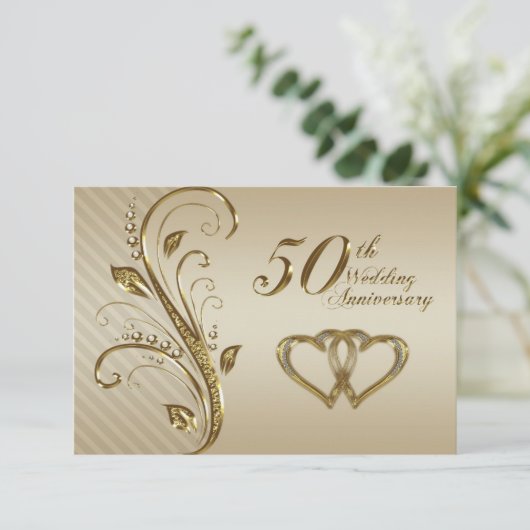 RSVP-Karte zum 50. Hochzeitstag Einladung (Stehend Vorderseite)