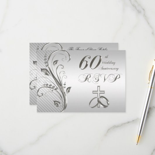 RSVP-Karte zum 60. Hochzeitstag RSVP Karte (Vorderseite/Rückseite Beispiel)