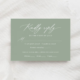 RSVP-Karte zum Hochzeitsmenü der grünen Kalligrafi RSVP Karte