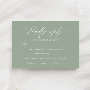 RSVP-Karte zum Hochzeitsmenü der grünen Kalligrafi RSVP Karte