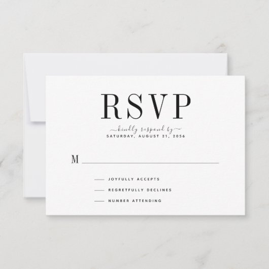 RSVP-Karte zum Hochzeitssehen in Schwarz und Weiß RSVP Karte (Vorderseite)