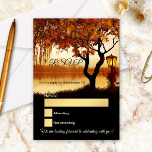 RSVP-Karte zur Hochzeit im Herbst des Seebades Einladung