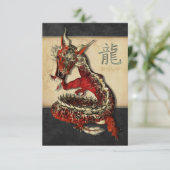 RSVP-Karten des chinesischen Roten Drachen RSVP Karte (Stehend Vorderseite)