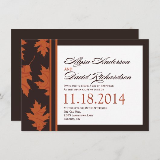 RSVP-Karten fallen Einladung (Vorne/Hinten)