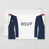 RSVP-Karten für blaue und weiße Gays RSVP Karte (Rückseite)