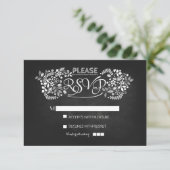 RSVP-Karten für Chalkboard-Hochzeit RSVP Karte (Stehend Vorderseite)