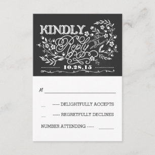 RSVP-Karten für Chalkboard-Hochzeit RSVP Karte