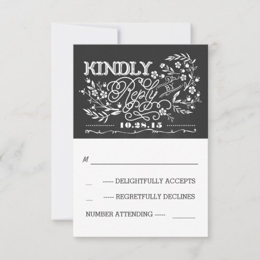 RSVP-Karten für Chalkboard-Hochzeit RSVP Karte (Vorderseite)