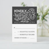 RSVP-Karten für Chalkboard-Hochzeit RSVP Karte (Stehend Vorderseite)